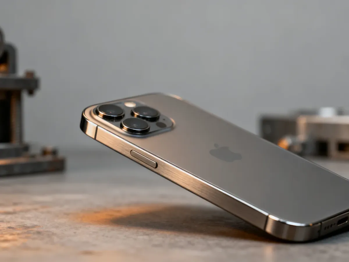 Zbliżenie matowego tyłu i tytanowej ramki iPhone’a 16 Pro
