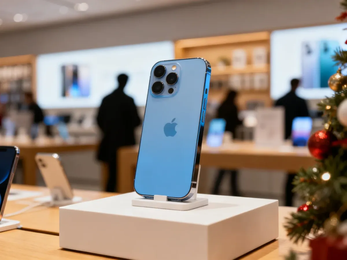 iPhone 16 prezentowany w sklepie z elektroniką podczas okresu promocyjnego