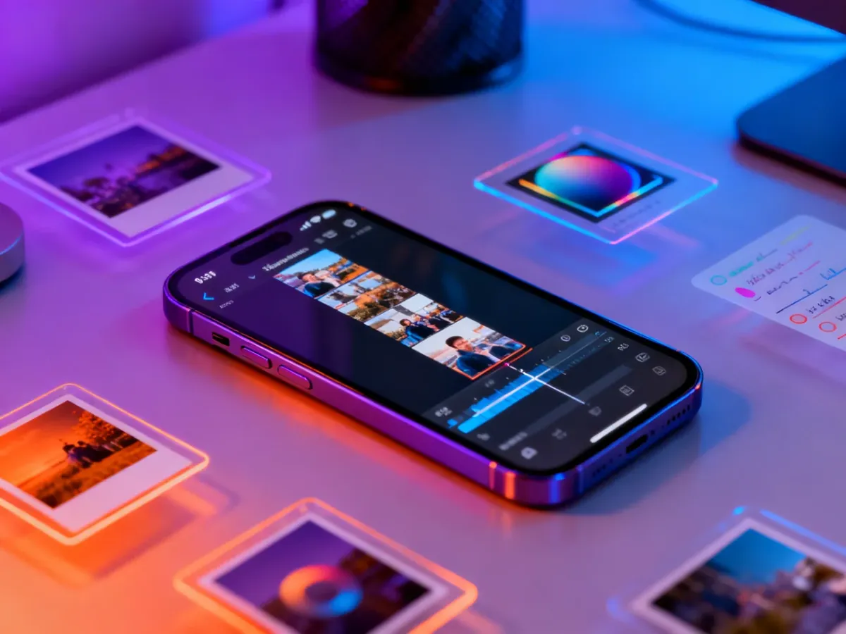 iPhone displaying a long screenshot and short video editing tools