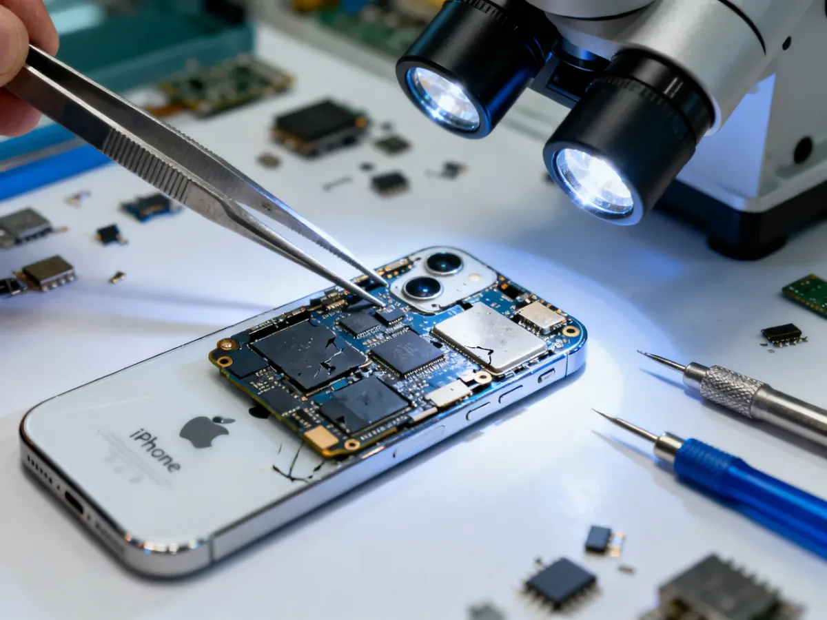 Technik bada uszkodzoną płytę główną iPhone’a