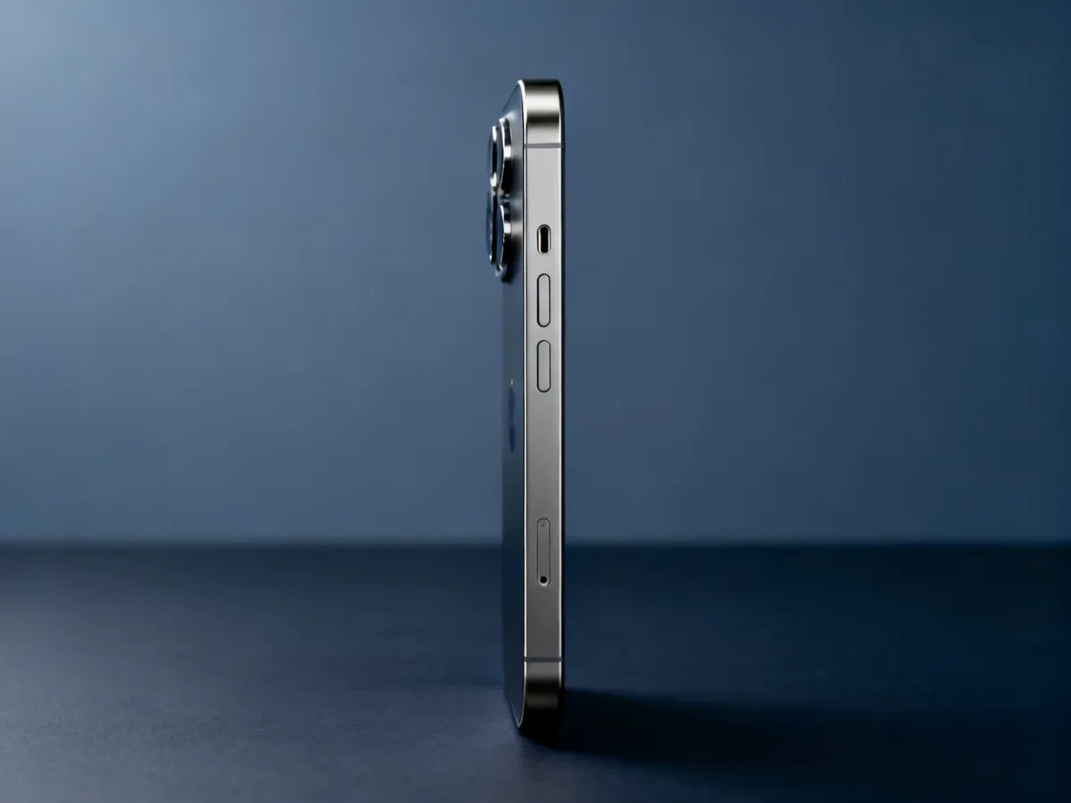 Tytanowy iPhone 15 Pro przedstawiony jako nowoczesny smartfon premium