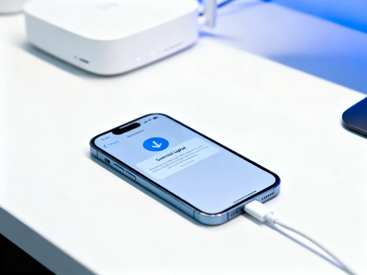 iPhone connected to power during a wireless software update