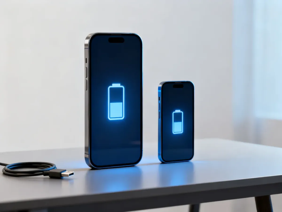 Porównanie dużego i kompaktowego smartfona na biurku
