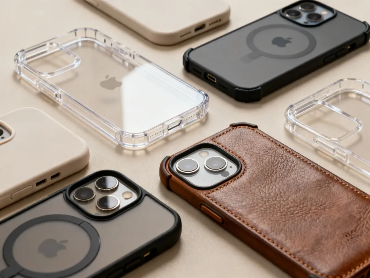 Różne materiały iPhone 13 prezentowane na przykładzie kilku etui
