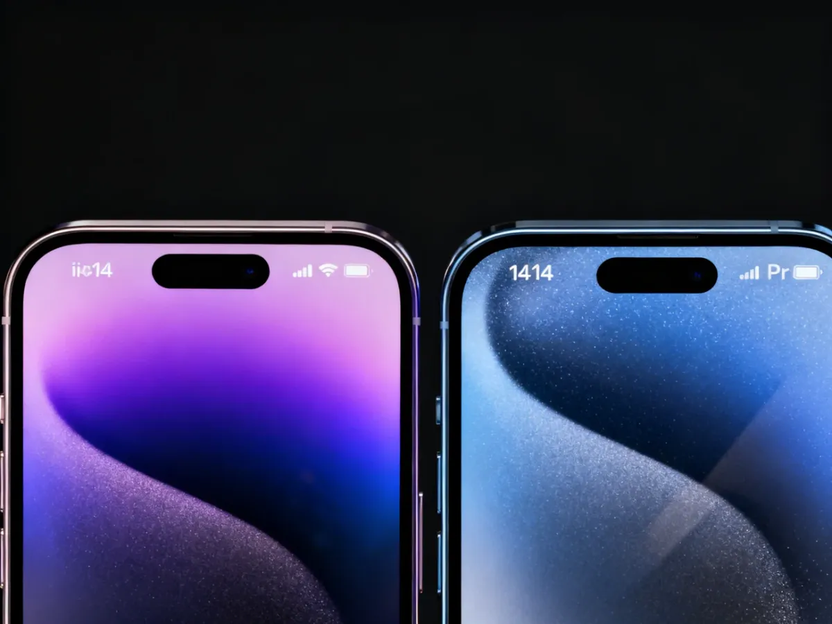 iPhone 14 i iPhone 14 Pro z różnymi wycięciami ekranów