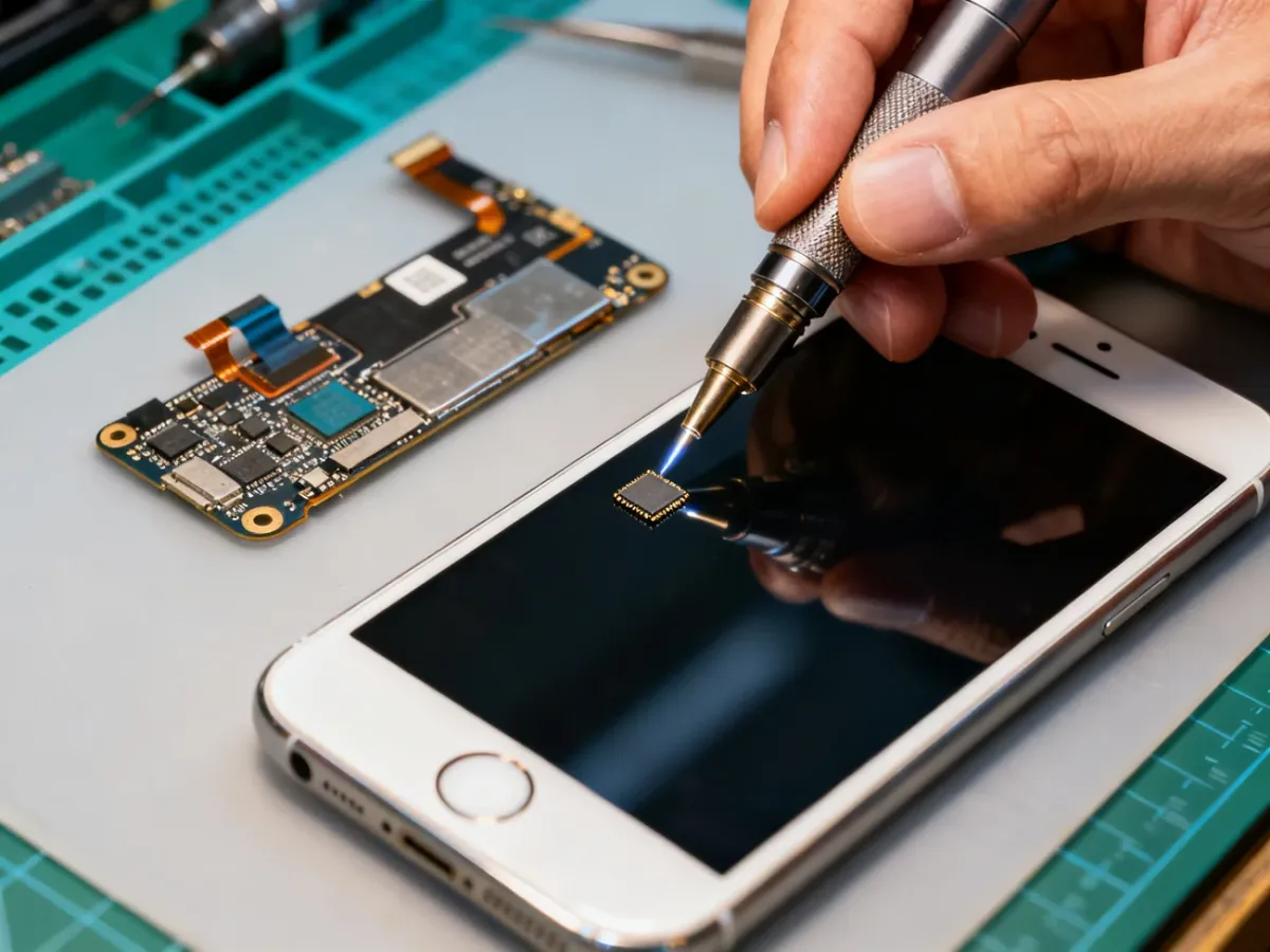 Technik przenoszący układ IC z modułu wyświetlacza iPhone’a