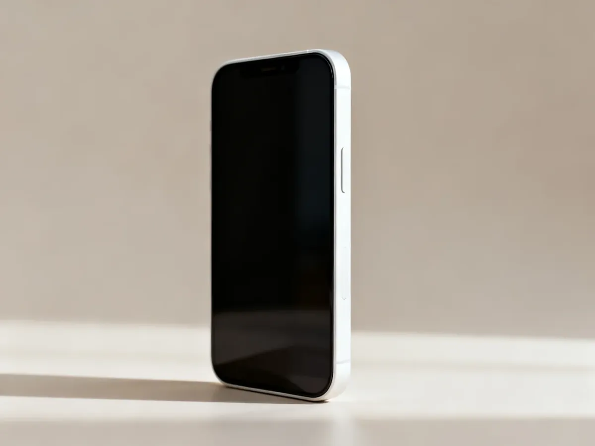 Biały iPhone 12 ukazujący płaskie krawędzie i szklany tył
