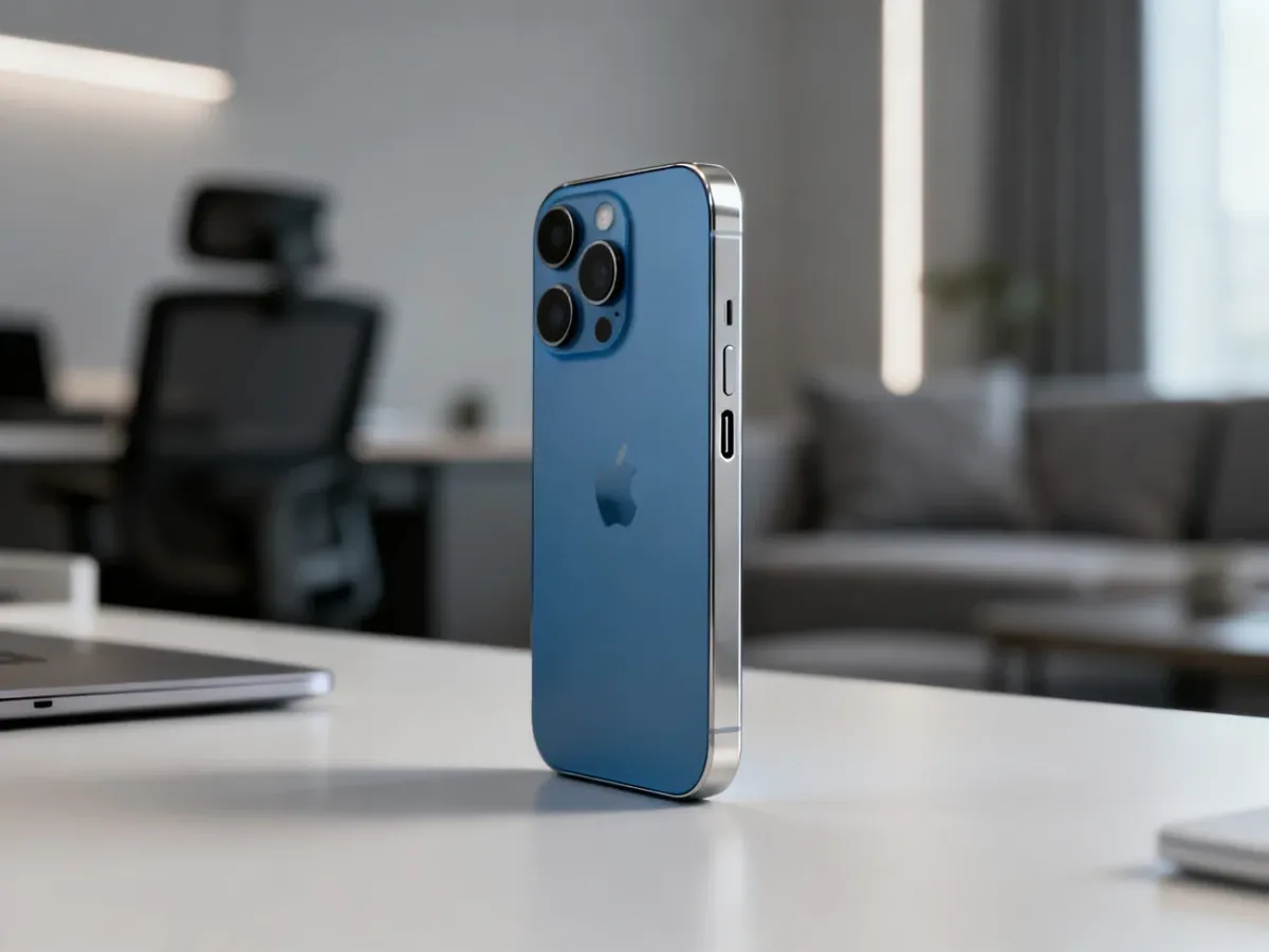 iPhone 15 na biurku w nowoczesnym wnętrzu