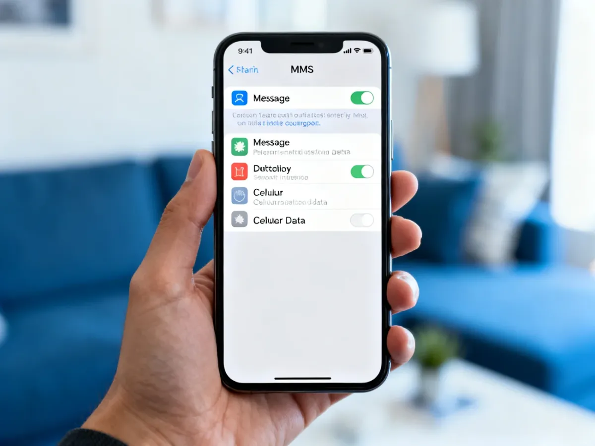 iPhone with MMS and cellular data settings enabled