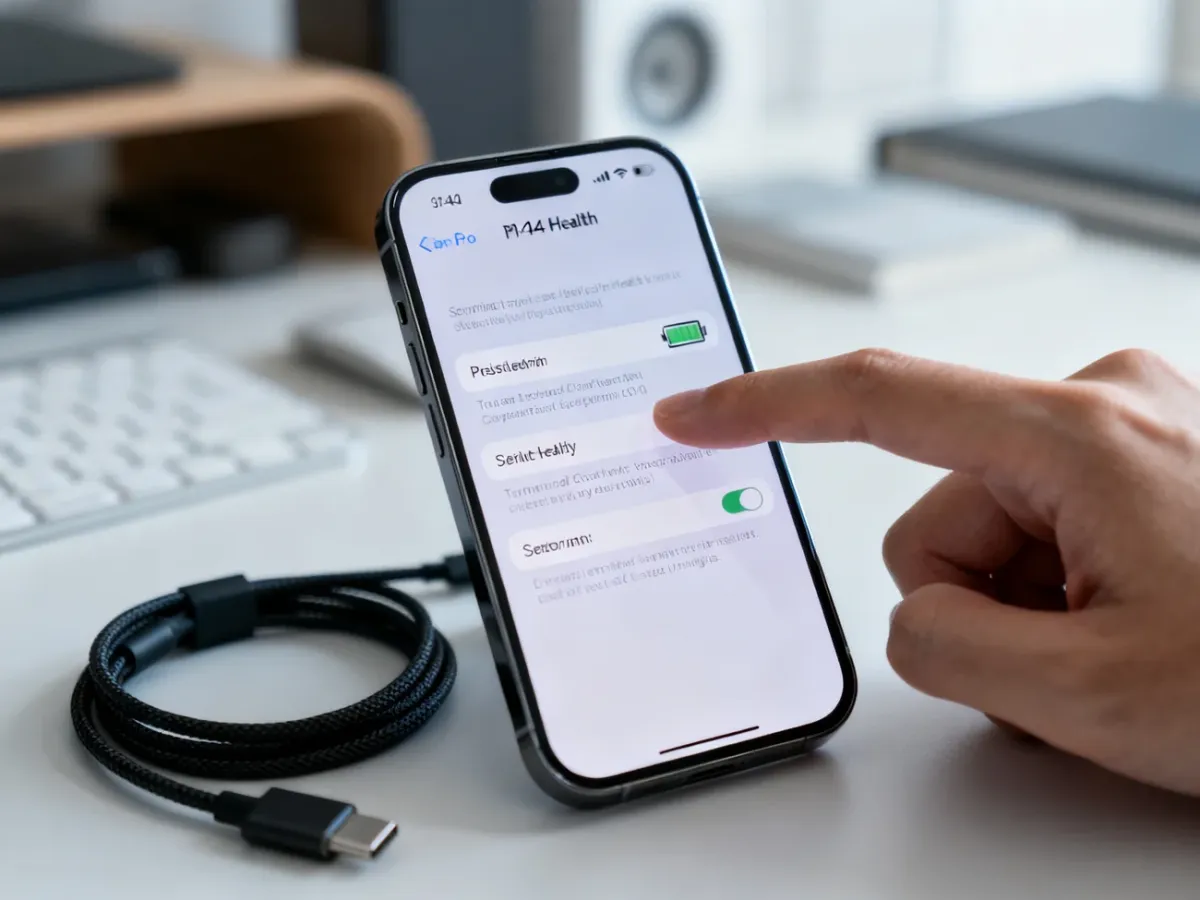 iPhone 14 Pro being checked while connected to a charger