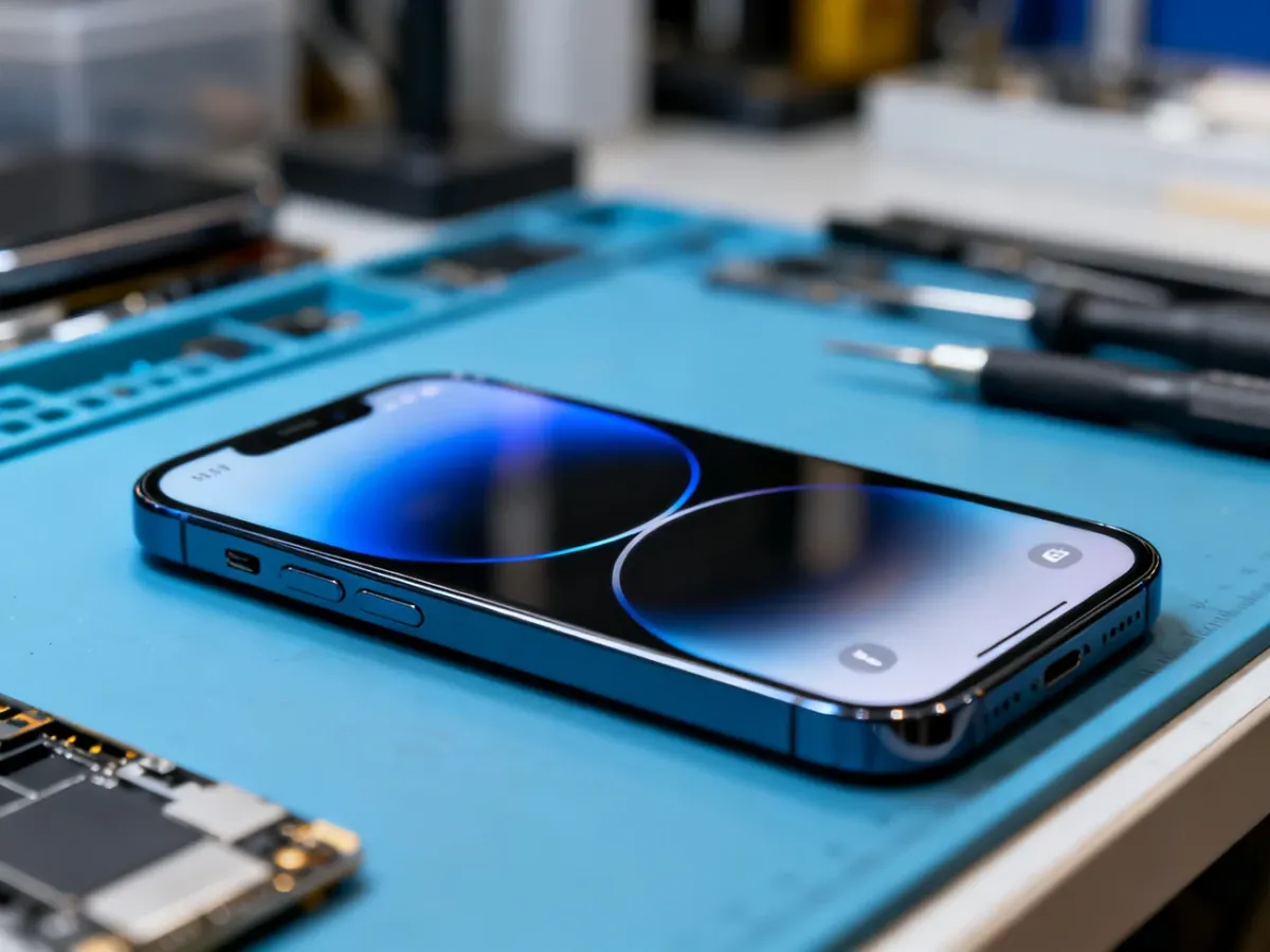 Oryginalny wyświetlacz OLED iPhone’a 12 na stanowisku serwisowym