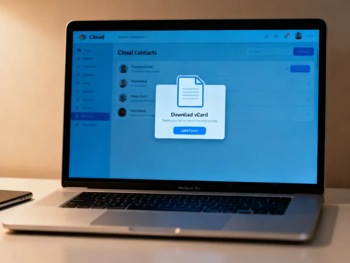 Exporting iCloud contacts as a vCard file on a computer