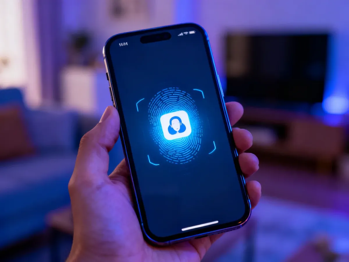 iPhone zabezpieczony uwierzytelnianiem biometrycznym