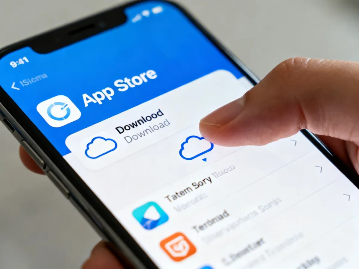 Ponowne pobieranie aplikacji z App Store za pomocą ikony chmury