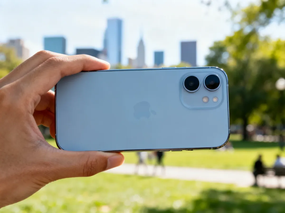 iPhone 13 fotografujący codzienną scenę w parku