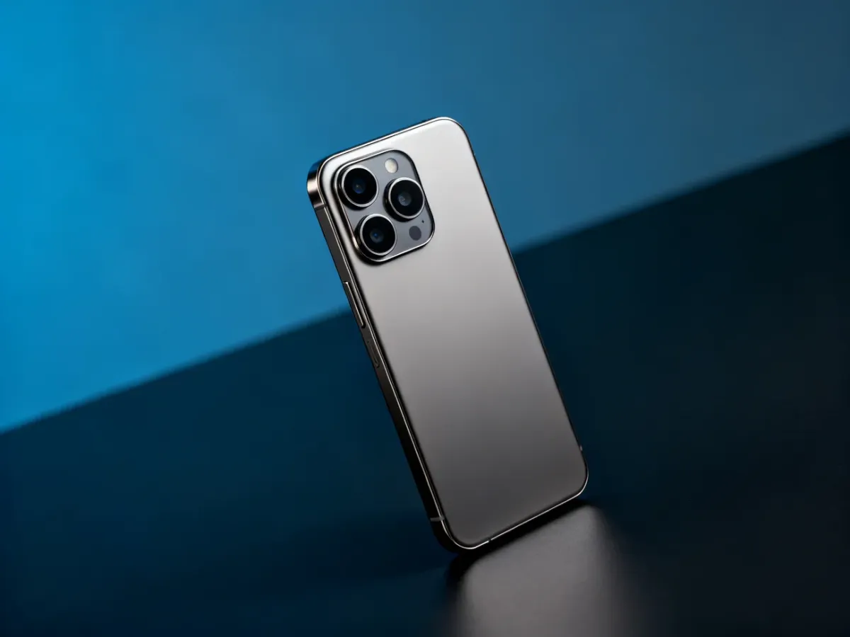 Flagowy smartfon z potrójnym aparatem na eleganckim ciemnym tle