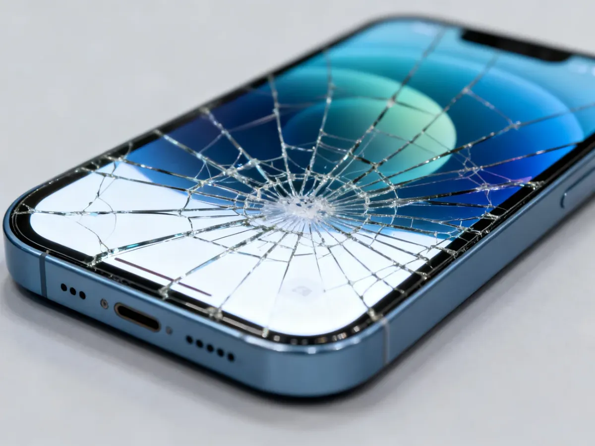 Pęknięta szybka iPhone’a 12 z prawidłowo działającym ekranem