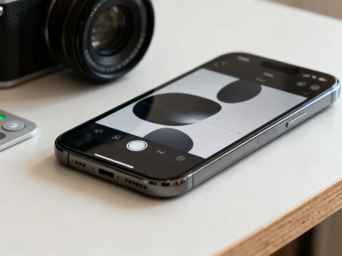 iPhone obok ustawień aparatu symbolizujących zachowywanie parametrów