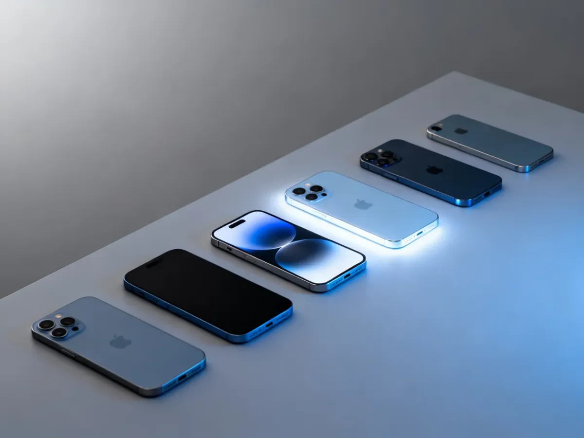 Different iPhone generations illustrating compatibility with iOS 18