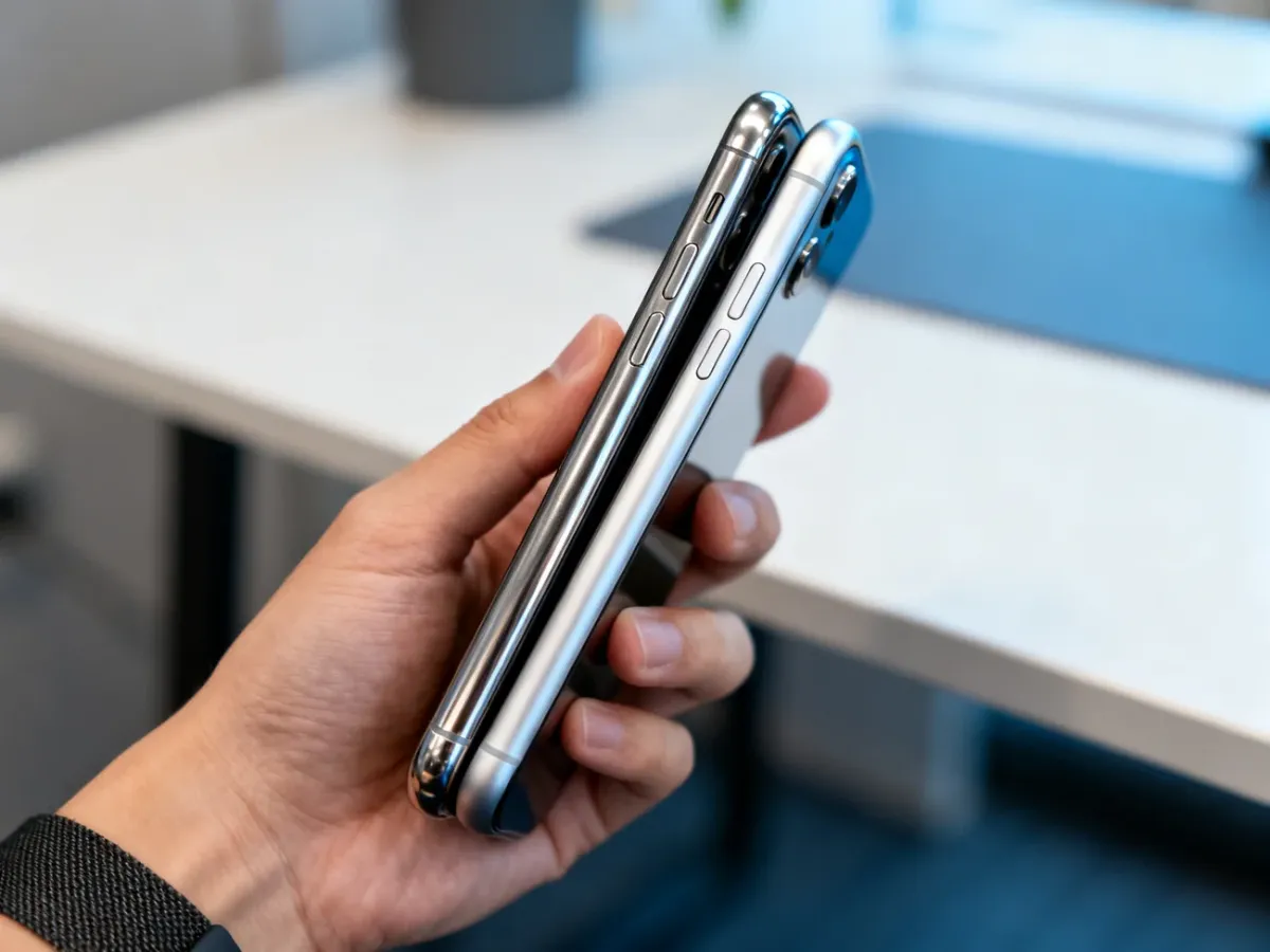 Dwa smartfony o różniących się ramkach ze stali nierdzewnej i aluminium