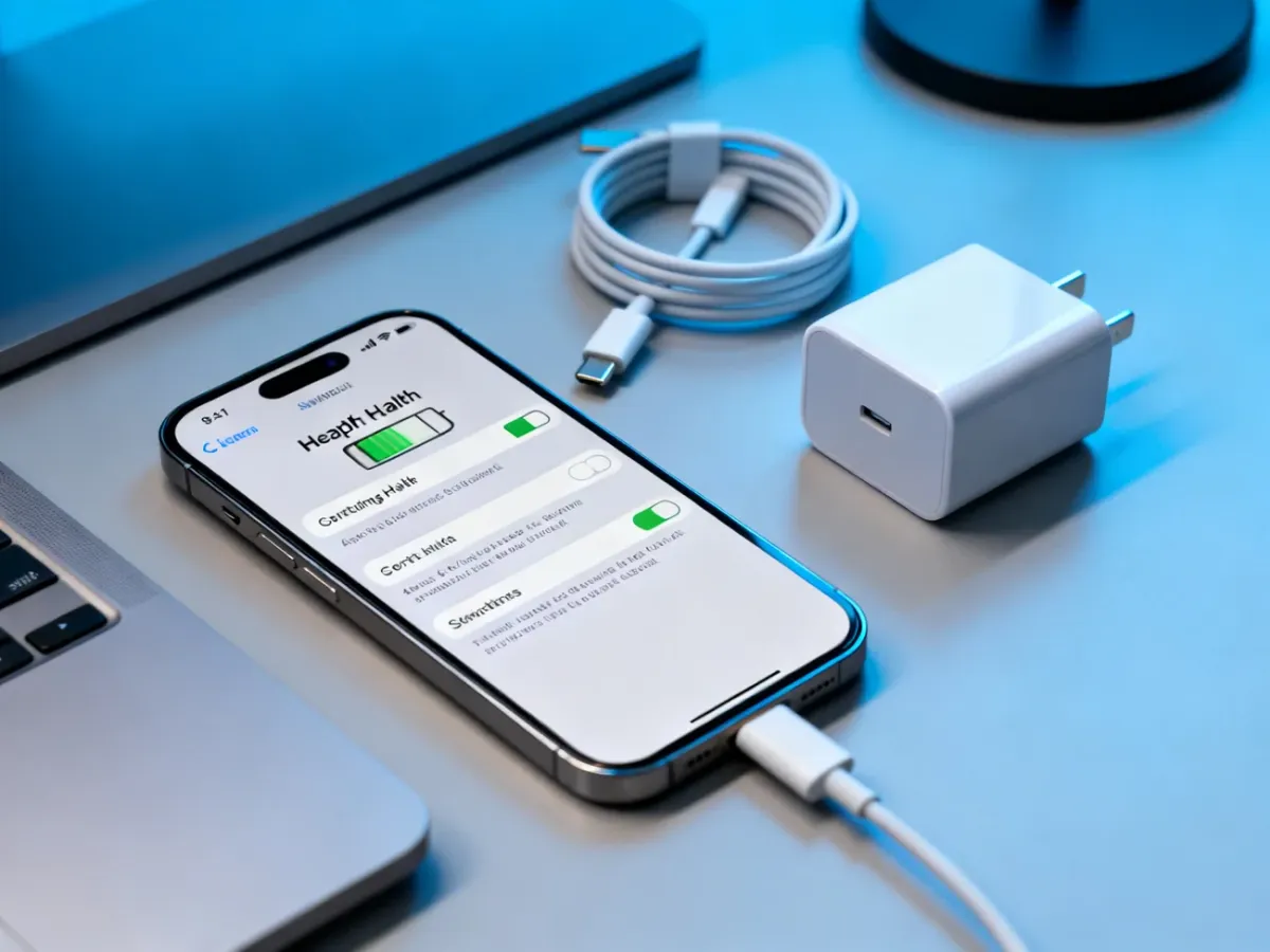 iPhone sprawdzany pod kątem kondycji baterii podczas ładowania