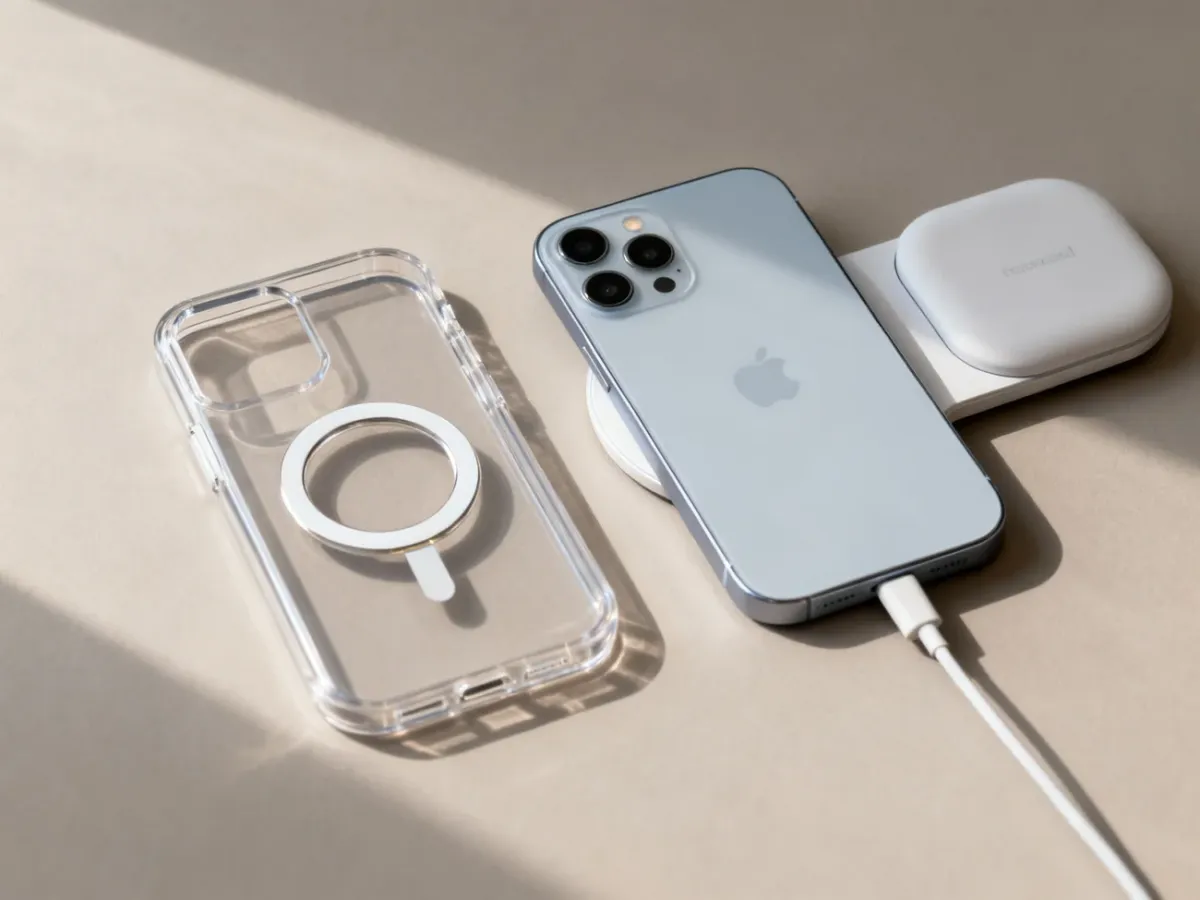 Protective iPhone 12 case with a built-in magnetic ring