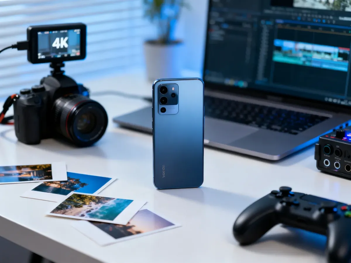 Smartfon z dużą pamięcią obok sprzętu do nagrywania i edycji