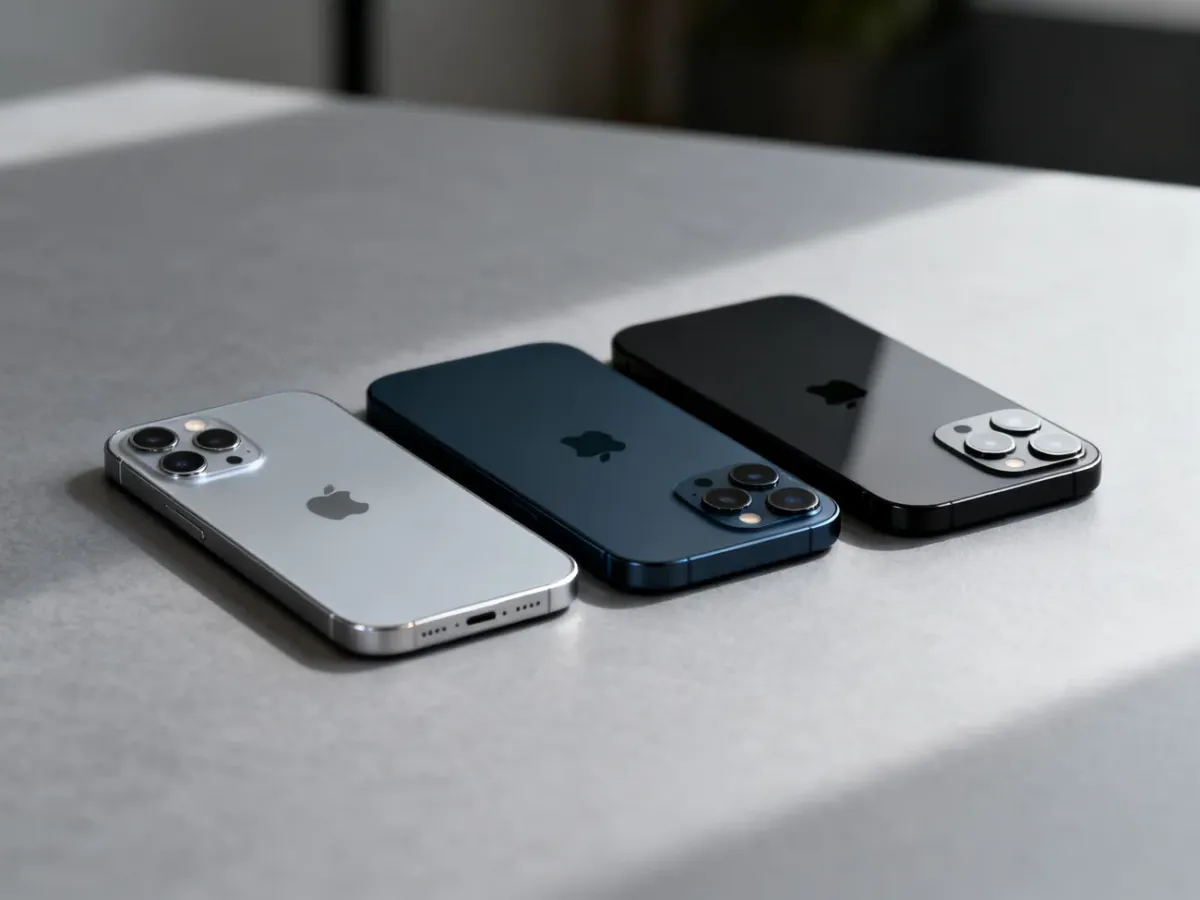 Modele iPhone 12, iPhone 13 i iPhone 14 ułożone obok siebie