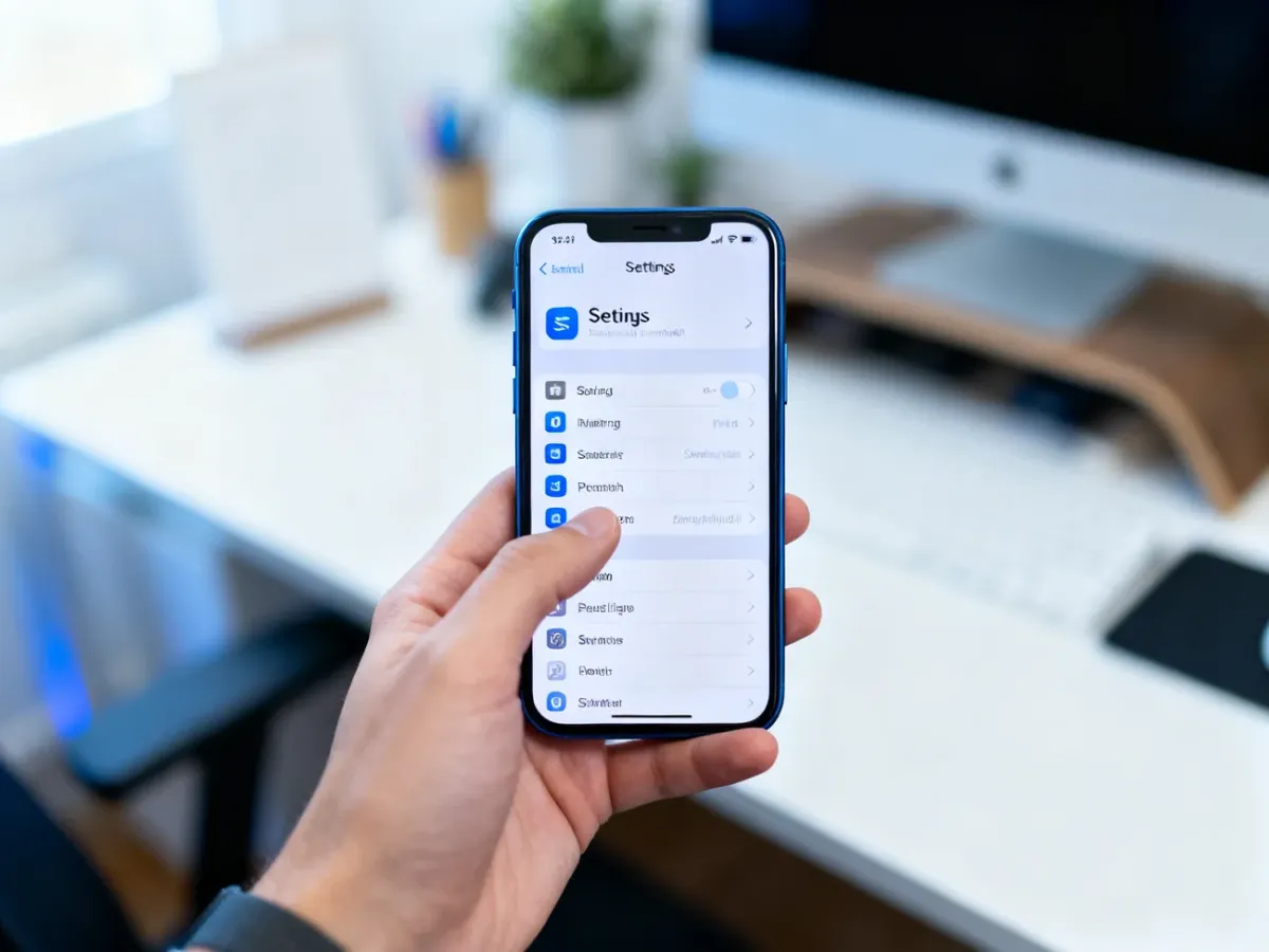 iPhone z otwartą aplikacją Ustawienia