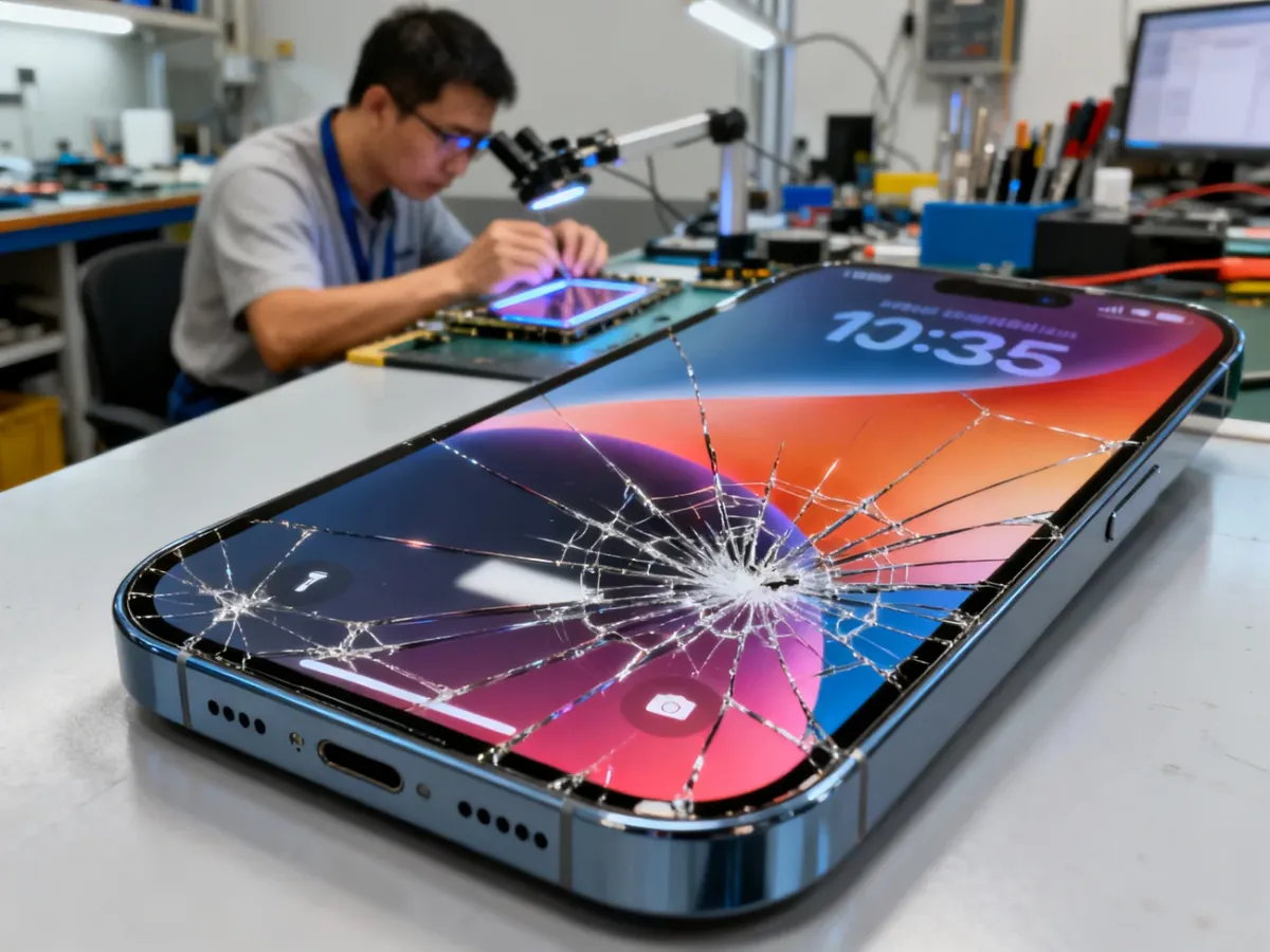 Pęknięta szybka iPhone’a 13 z prawidłowo działającym obrazem i dotykiem