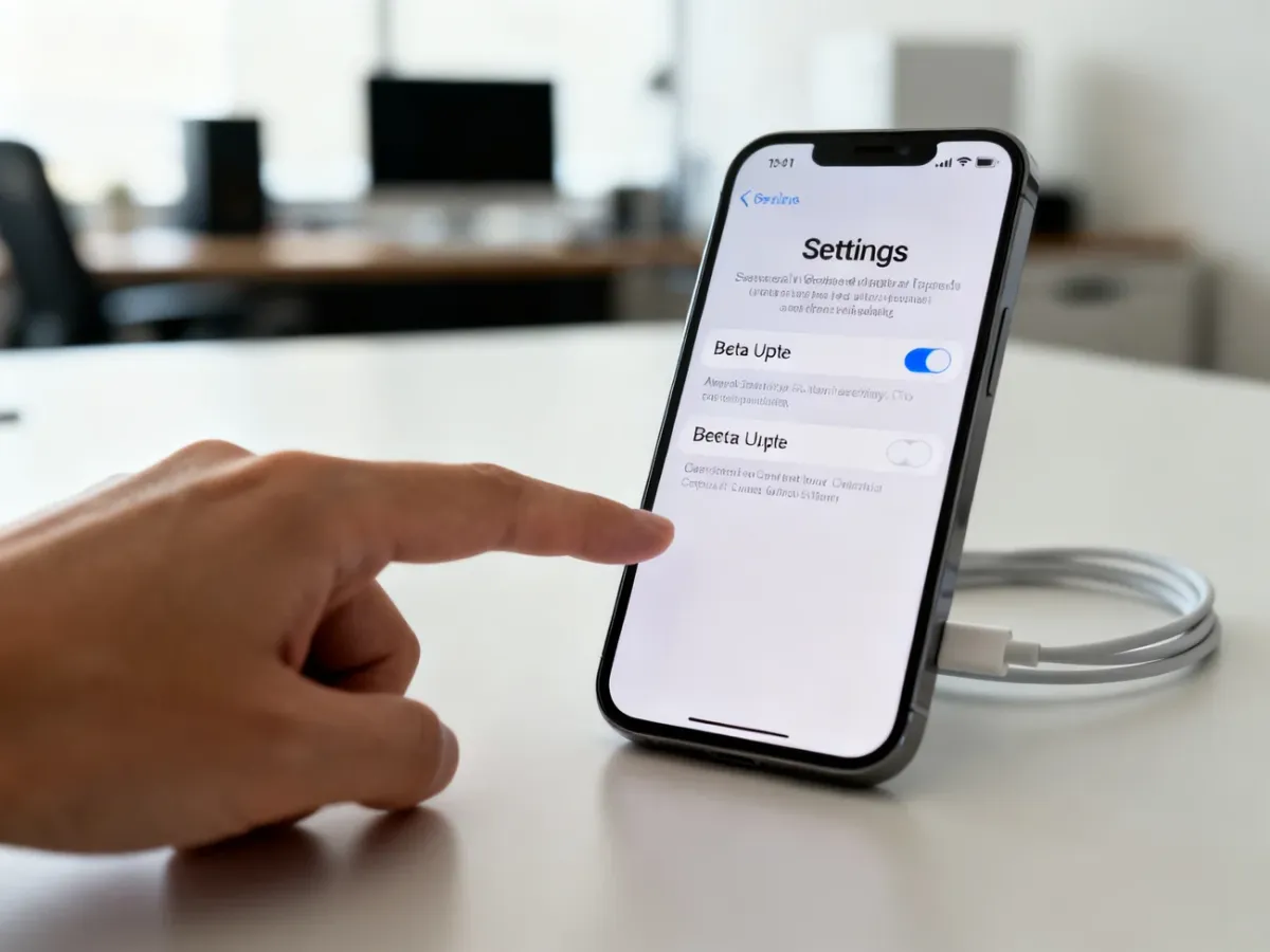 iPhone showing the beta update option in system settings