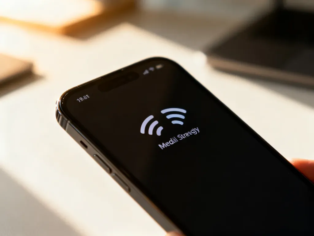Ekran smartfona z ikonami dwóch aktywnych sieci komórkowych, symbolizujący obsługę funkcji Dual SIM w iPhone 12.