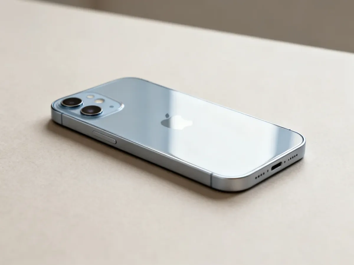 Apple iPhone 12 showing its flat edges and dual rear cameras