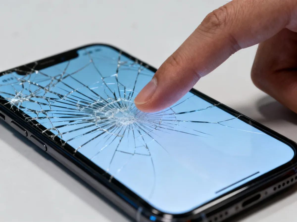 Pęknięta szybka iPhone’a z prawidłowym obrazem i działającym dotykiem