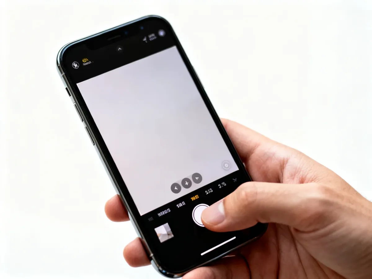 Hand configuring camera settings on an iPhone