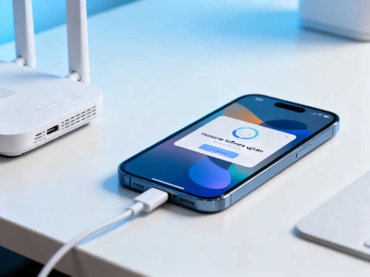 iPhone connected to power during a beta software update