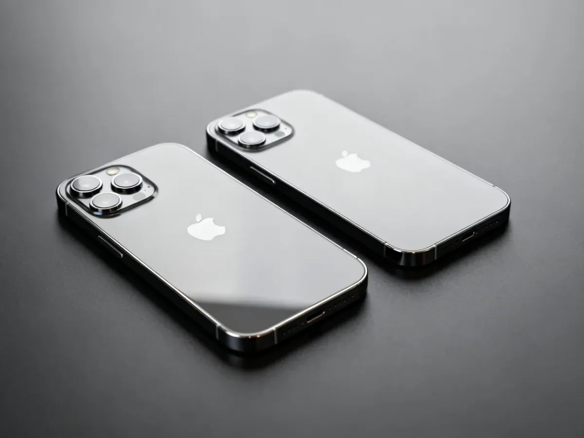 iPhone 17 Pro i iPhone 17 Pro Max ustawione obok siebie w różnych rozmiarach