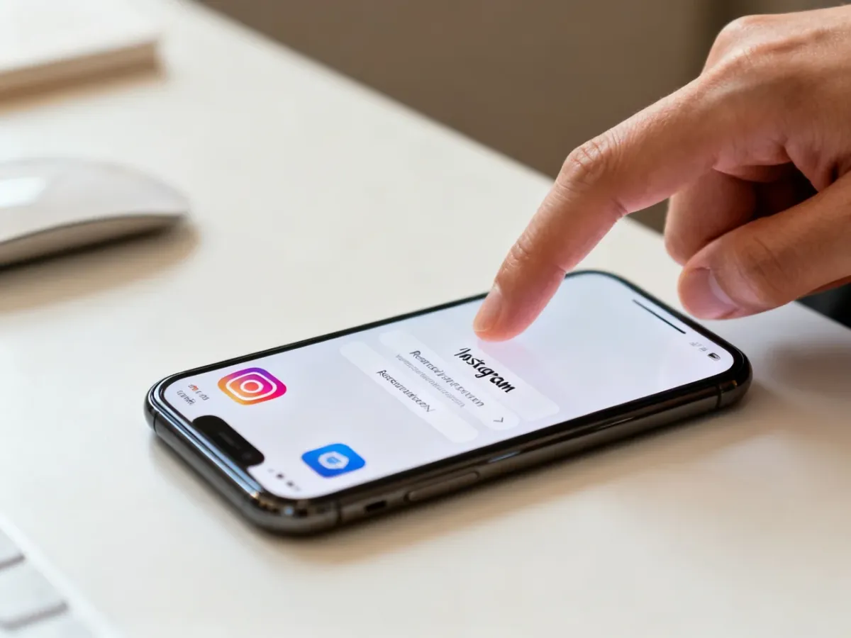 iPhone z ekranem aplikacji Instagram podczas ponownej instalacji