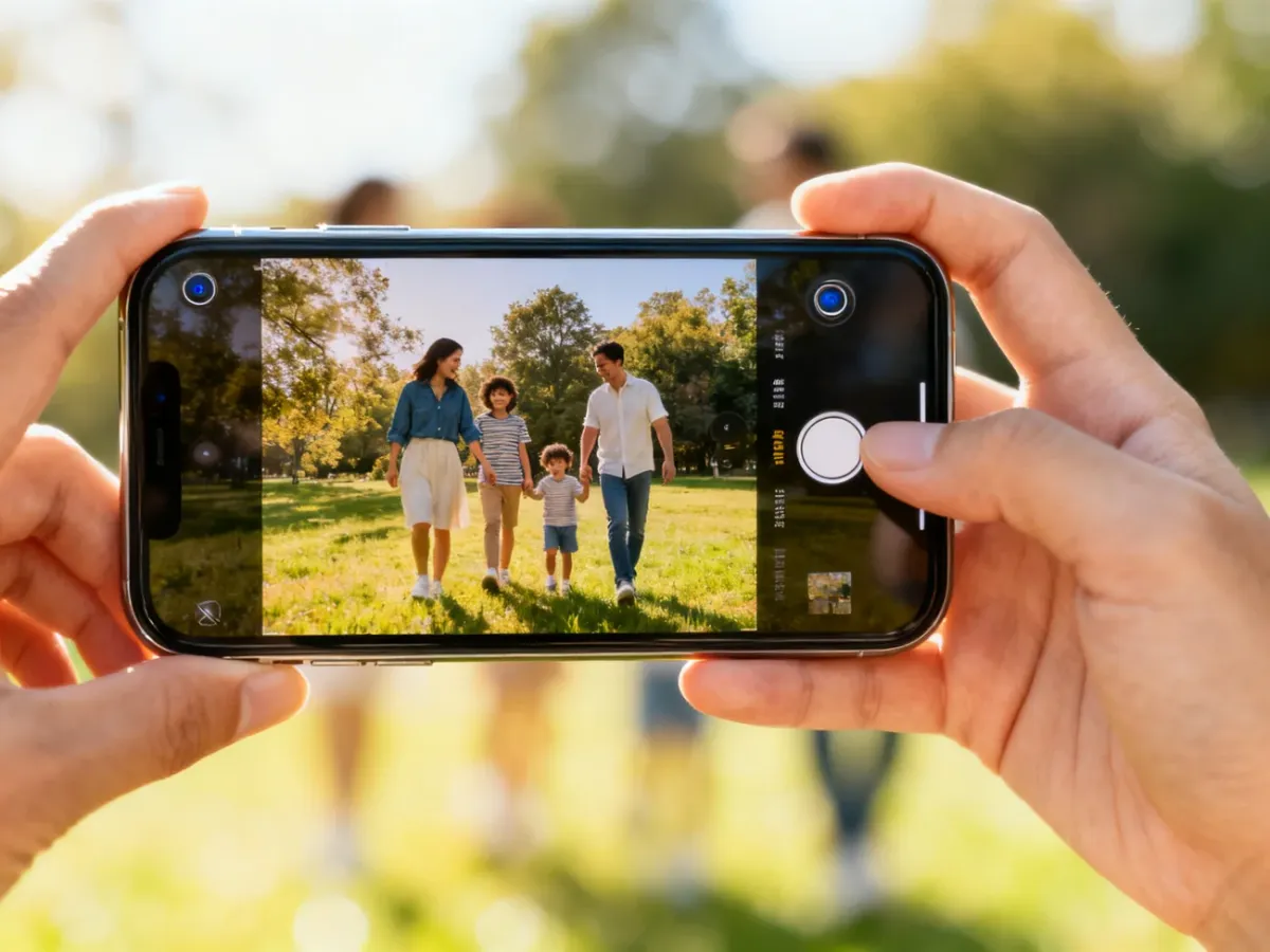 iPhone 11 nagrywany podczas filmowania rodzinnej sceny