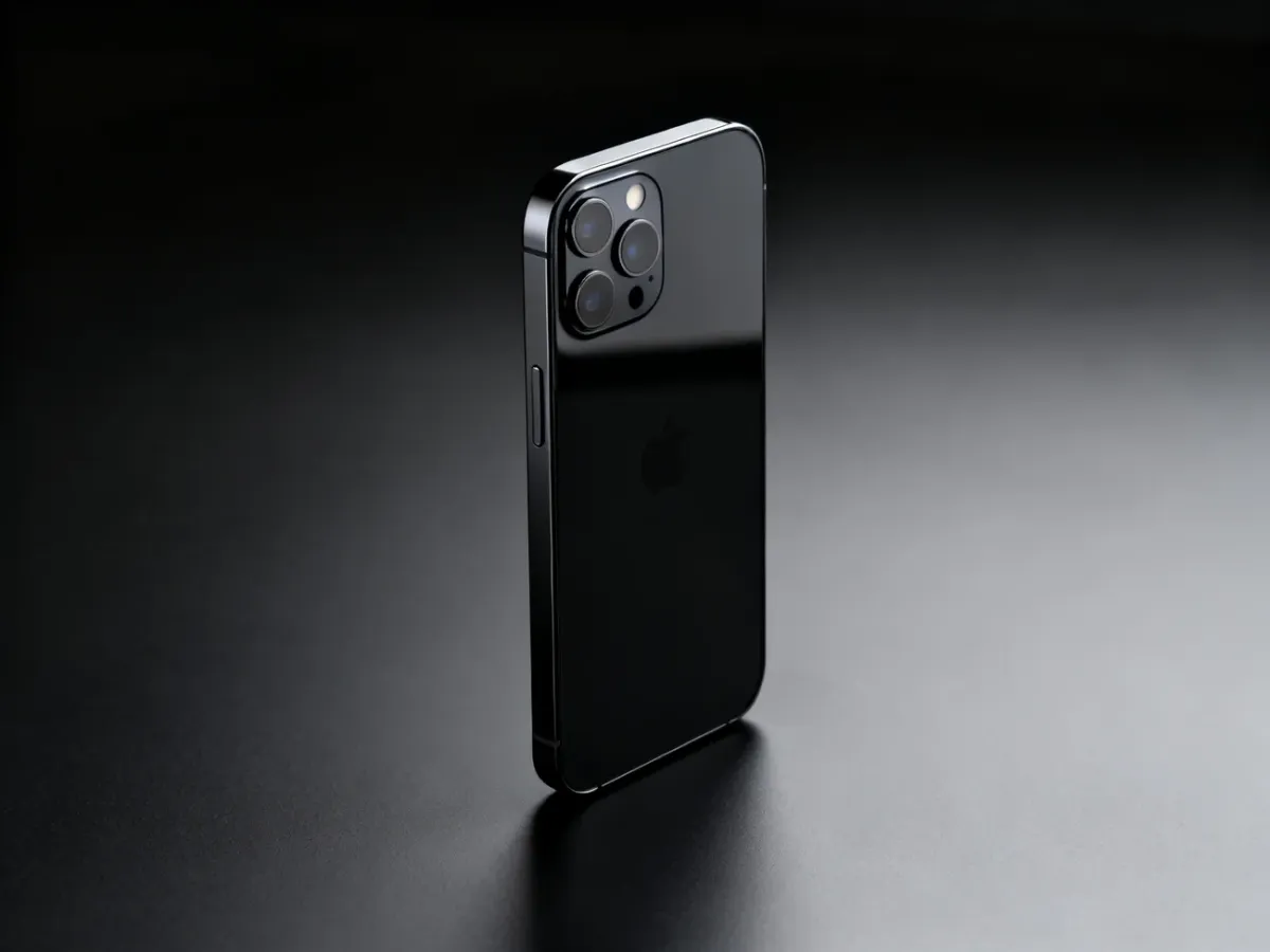 Czarny iPhone 12 na minimalistycznym tle