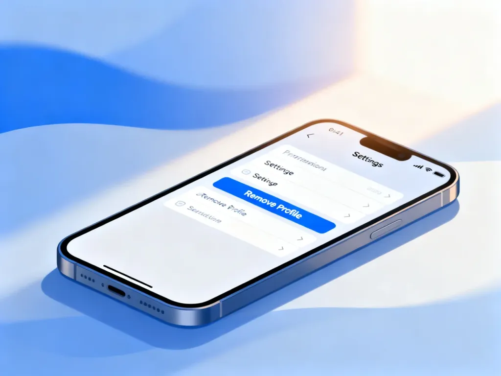 Ekran smartfona z widocznym menu ustawień i przyciskiem służącym do usuwania profilu beta systemu iOS.