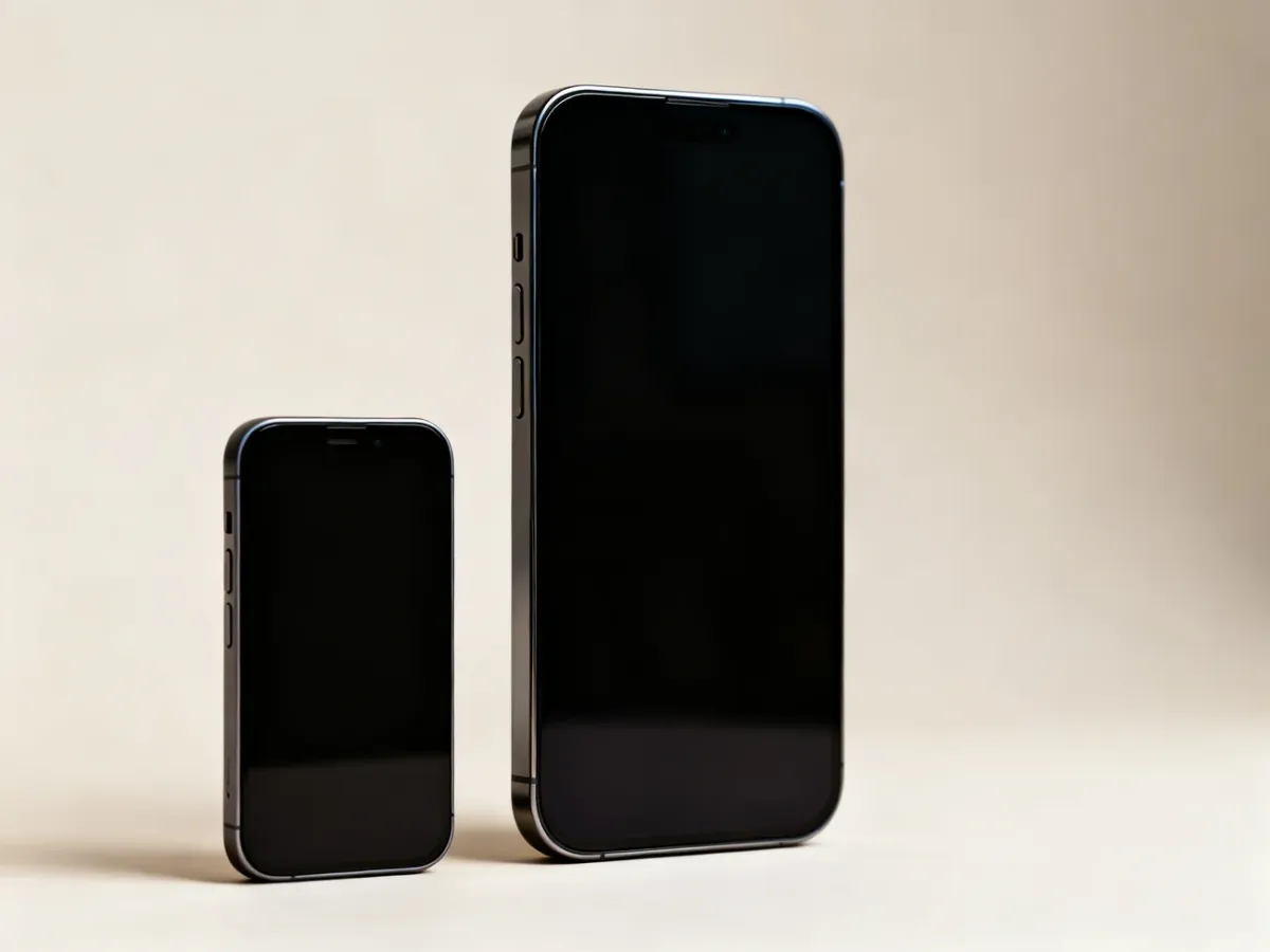 Kompaktowy telefon zestawiony z większym nowoczesnym smartfonem