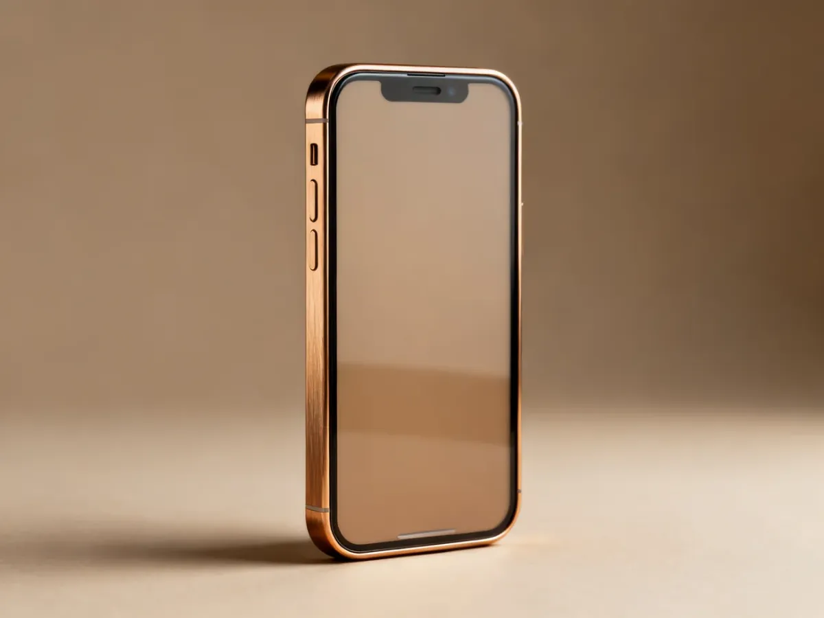 iPhone 16 Pro w kolorze tytan pustynny na neutralnym tle