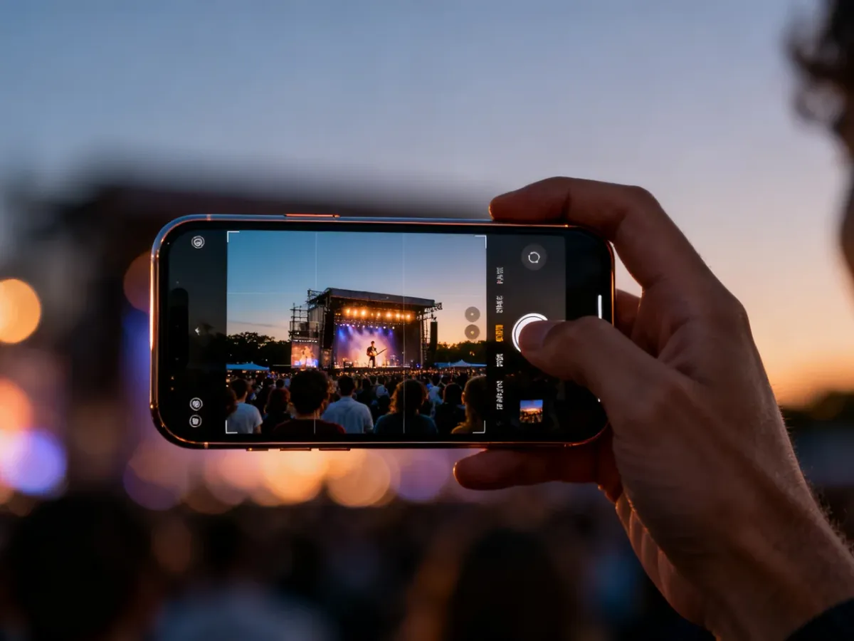 Fotografowanie odległej sceny koncertowej za pomocą teleobiektywu