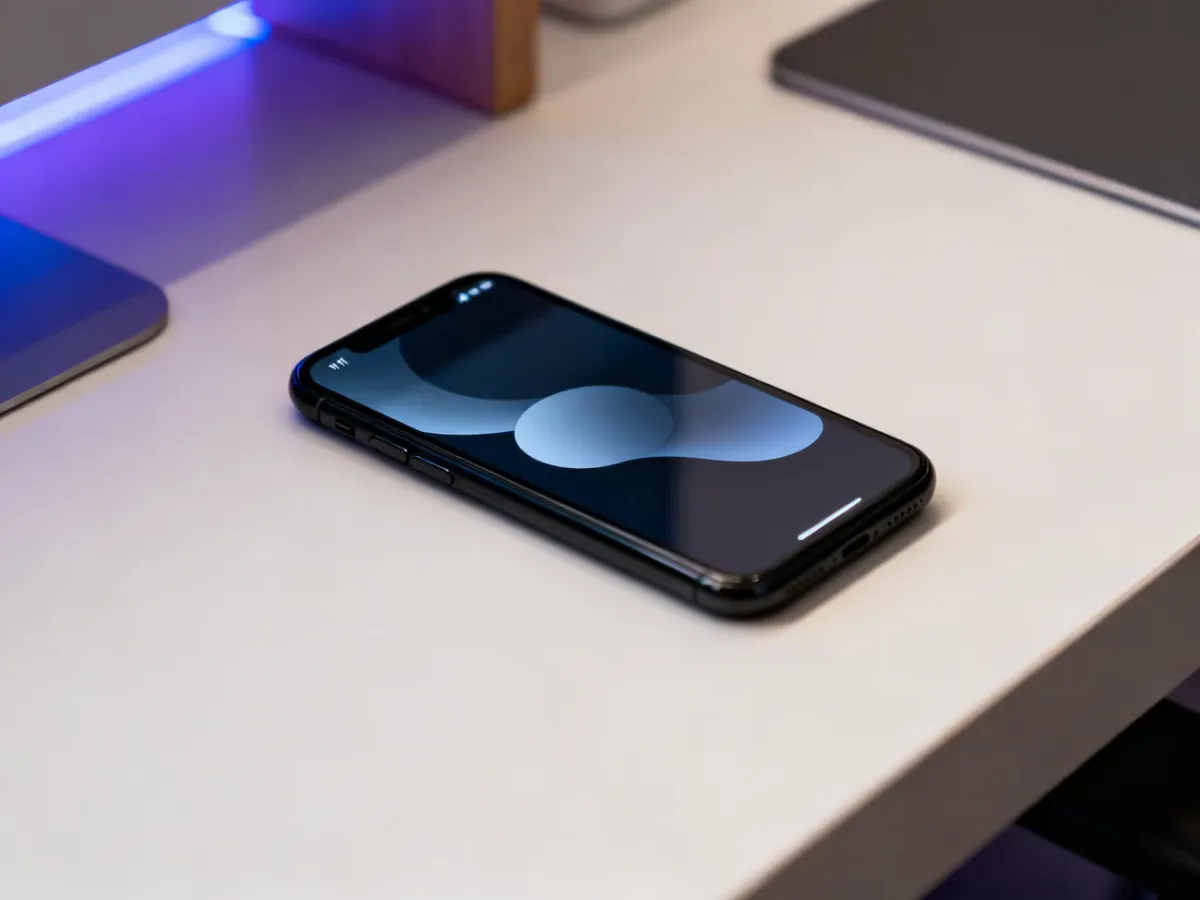 iPhone 11 na biurku podczas aktualizacji systemu