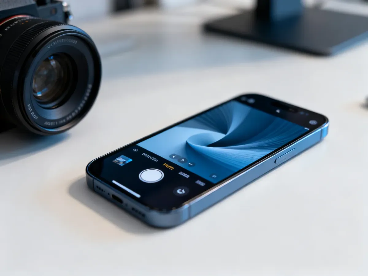 Smartfon przedstawiający podstawową konfigurację ustawień aparatu