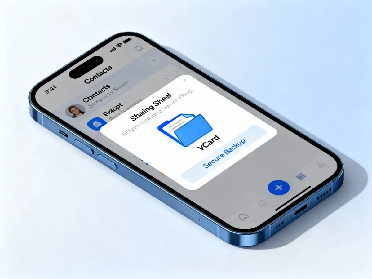 iPhone exporting contacts to a vCard file saved in the Files app
