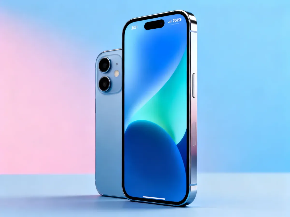 Nowoczesny smartfon z wyświetlaczem Dynamic Island i podwójnym aparatem